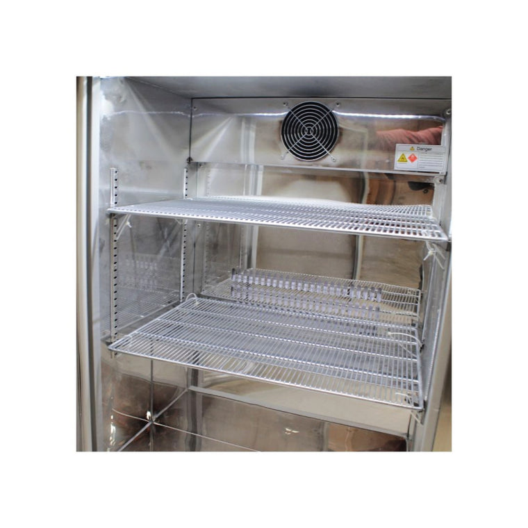 Bar Fridge | Single Door Alfresco | Rhino Solid Door door open showinh shelving and cooling fan