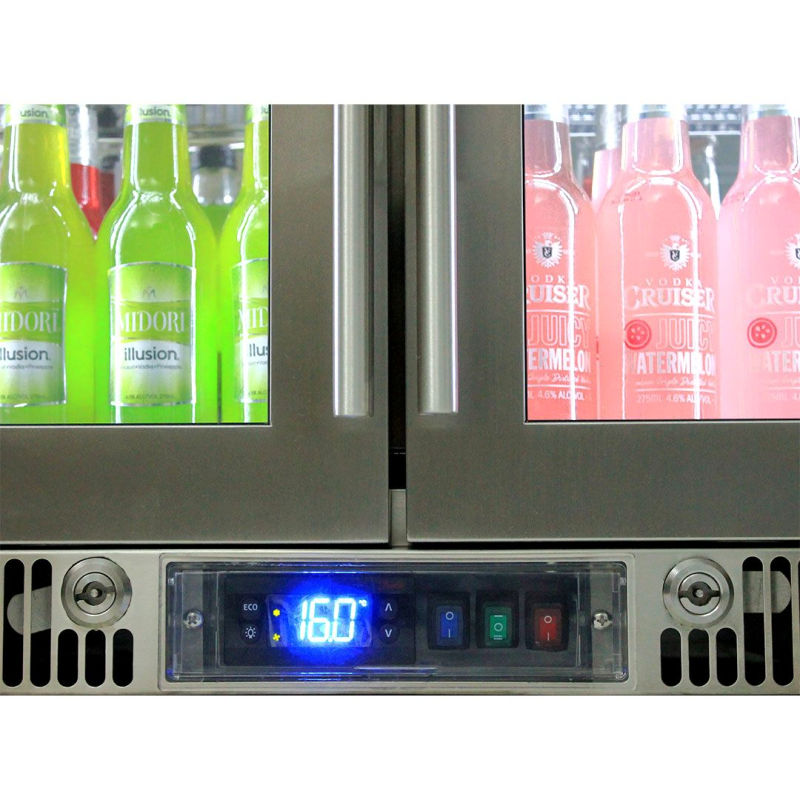 Bar Fridge | 2 Door Alfresco | Rhino Envi close up view of temperature controls